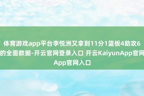 体育游戏app平台李悦洲又拿到11分1篮板4助攻6抢断的全面数据-开云官网登录入口 开云KaiyunApp官网入口